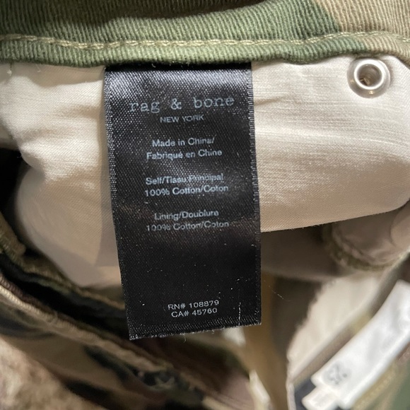 Rag & Bone camouflage pant Buckley frayed hem size 25 - Picture 10 of 13